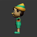 Cute Cartoon Boy Character With Yellow Hat Blue Band Orange Shirt Green Overalls Big Eyes