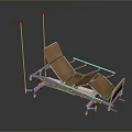 Adjustable Hospital Bed With Metal Frame Wooden Panels IV Stands And Wheels
