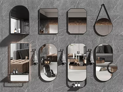 Modern Decorative Wall Mirrors In Various Shapes For Home Interior Design 3d model