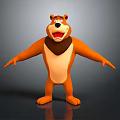 Cartoon Bear 3D Game Character With Orange Fur Light Colored Chest And Outstretched Arms