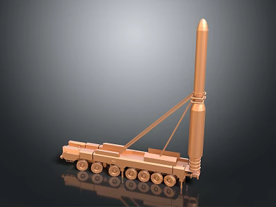 Copper Colored Military Missile Launch Vehicle With Wheeled Chassis Design 3d model