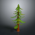 Tall Green Pine Tree With Brown Trunk And Lush Pine Needles 3d model