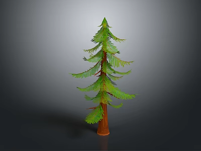 Tall Green Pine Tree With Brown Trunk And Lush Pine Needles 3d model