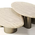 Modern Oval Coffee Table With Light Wood Top And Metal Base Design Elements 3d model