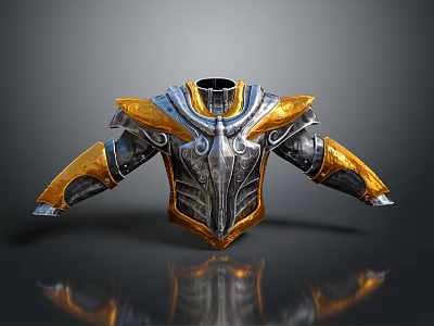 Ornate Medieval Fantasy Armor With Silver Gold Accents And Shoulder Details 3d model