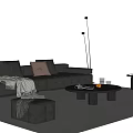 Modern Italian Sofa Coffee Table Combination Leather Sofa Multi-person Sofa Single Sofa Combination Coffee Table Floor Lamp Side Table Sofa Stool 3d model