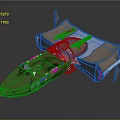 Sci Fi Spaceship Design With Brown Exterior Blue Panel Wing Structures And Metallic Details
