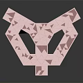 Cartoon Scene Featuring Pink Geometric Shapes With Hollow Design And Reflective Abstract Surface