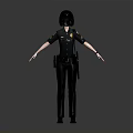 3D Model Of Female Police Officer In Uniform With Badge Utility Belt And Arms Outstretched