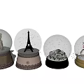 Creative Glass Globe Decorative Ornament Set With Teddy Bear Eiffel Tower Flowers And Dancing Figure