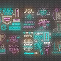 Vibrant Neon Decorative Lights for Party Bar with Love Open Happy Letter Designs