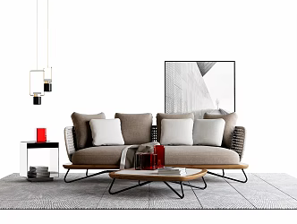 modern double sofa leisure sofa office sofa 3d model