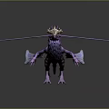 Purple Mythical Game Character With Wings Horns Saddle And Spear