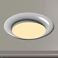 White Round Flush Mount Ceiling Light Installed On Ceiling For Bright Home Interior Lighting