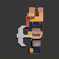 Pixel Art Armored Character With Orange Armor Holding White Weapon On Gradient Background 3d model