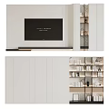 Modern Minimalist Background Wall With TV Panel And Floating Storage Shelves 3d model
