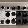 Various White And Black Washing Machines With Modern Design And Multiple Models 3d model