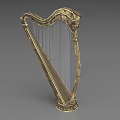 Elegant Golden Carved Harp With Classical Design And Fine Strings Musical Instrument