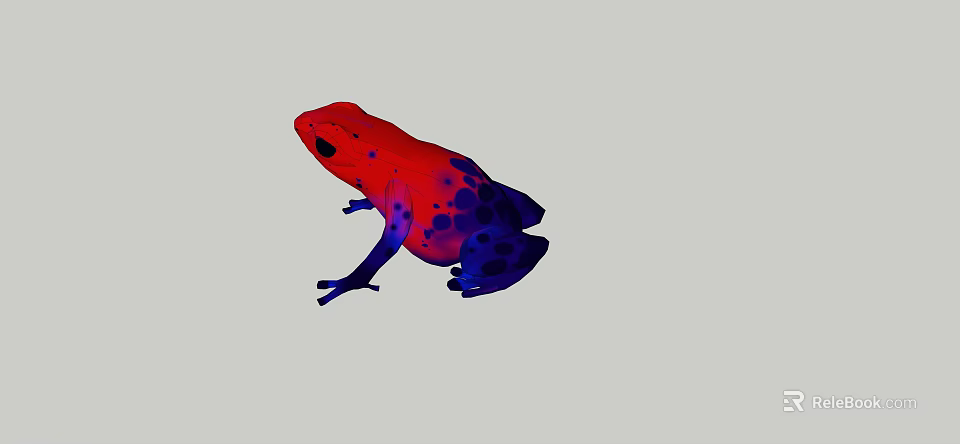 Vibrant Reptile With Red Upper Body And Blue Spotted Lower Skin Closeup View 3d model 