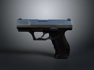 Walther P22 Tactical Pistol With Silver Black Finish And Textured Grip 3d model