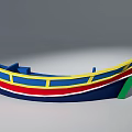 Colorful Traditional Boat Model With Blue Red Yellow Green Hull Design