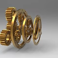 Industrial Equipment Featuring Golden Meshing Gears And Precision Mechanical Components