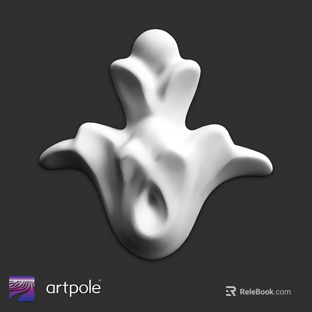 White Artistic Decorative Component 3D Designed Curved Structure With Hollow Details 3d model 