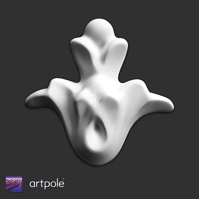White Artistic Decorative Component 3D Designed Curved Structure With Hollow Details 3d model