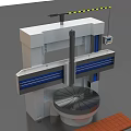 Industrial Machining Equipment With Large Circular Worktable Side Control Panel White Body And Blue Stripes