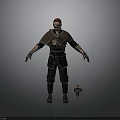 Man In Leather Armor With Tattoos Standing Beside Sword In Gray Background