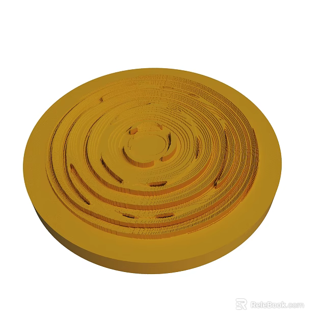 Yellow Circular Object With Intricate Spiral Texture And Smooth Surface 3d model 