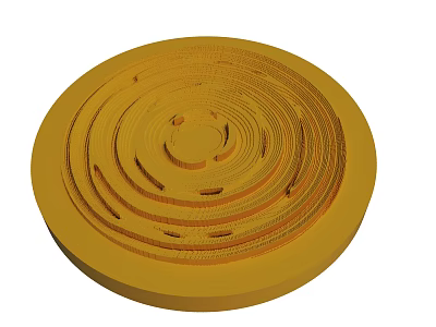 Yellow Circular Object With Intricate Spiral Texture And Smooth Surface 3d model