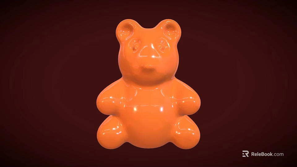 Shiny Orange Gummy Bear Sweet Chewy Candy With Bear Shape Design 3d model 