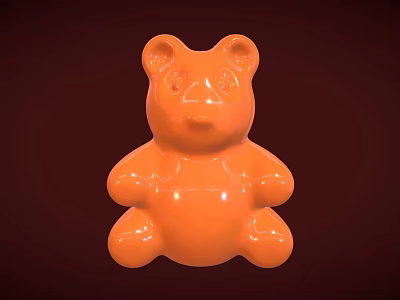 Shiny Orange Gummy Bear Sweet Chewy Candy With Bear Shape Design 3d model