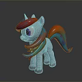 Blue Unicorn Pony Toy with Rainbow Mane Tail and Purple Eyes