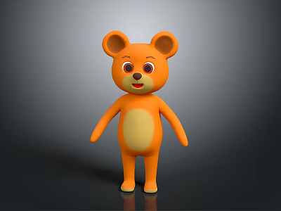 Cute Orange Cartoon Bear Character with Yellow Belly 3D Model for Game Animation 3d model