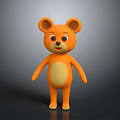 Cute Orange Cartoon Bear Character with Yellow Belly 3D Model for Game Animation