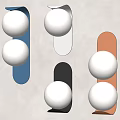Modern Colorful Wall Lamps With Double Globe Shades In Blue White Black Orange