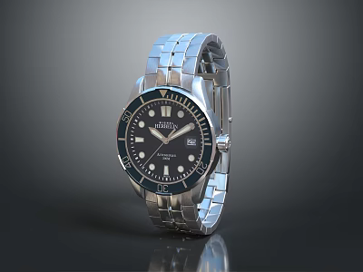 Invicta Classic Modern Watch With Silver Metal Band And Black Dial 3d model