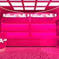Warm Supply Station Pink Hut Structure With Heart Shaped Lights And Yarn Ball Decorations