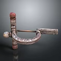 Vintage Metal Household Decor With Carved Pattern And Red Accent Balls