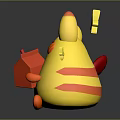Cute Yellow Plush Toy with Red Ears Cheek Spots Holding Red Cube and Stars