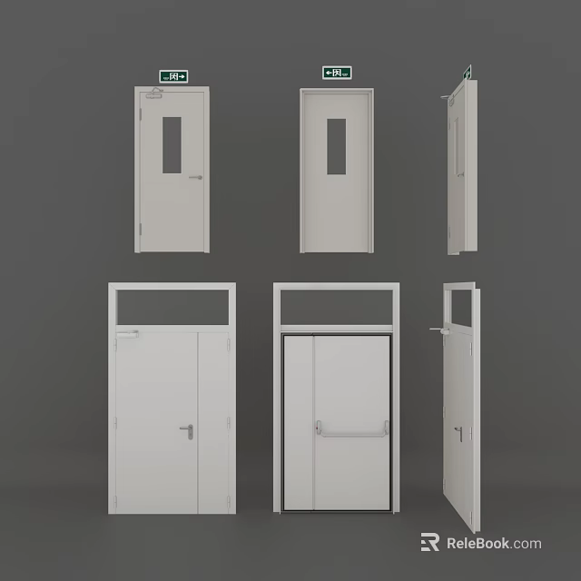 Different Types Of Interior Doors With Glass Panels And Single Double Designs 3d model 