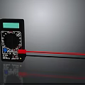 Digital Multimeter Electronic Measuring Tool With Green Display Rotary Dial And Red Probe 3d model