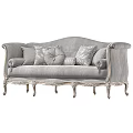 Classical Elegant Sofa Design Featuring Gray Fabric Carved Wooden Legs And Decorative Pillows
