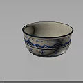 Elegant White Decorative Bowl With Blue Rim And Intricate Blue Patterns For Home