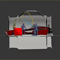 Futuristic Concept Vehicle Model With Red Silver Components Transparent Parts And Display Platform