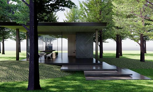 Modern Pavilion Forest Landscape Pavilion 3d model