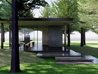 Modern Pavilion Forest Landscape Pavilion 3d model