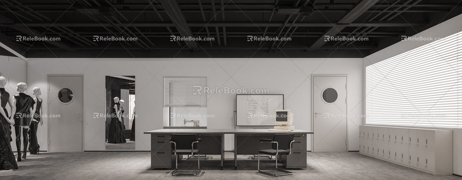 Modern public office area 3d model